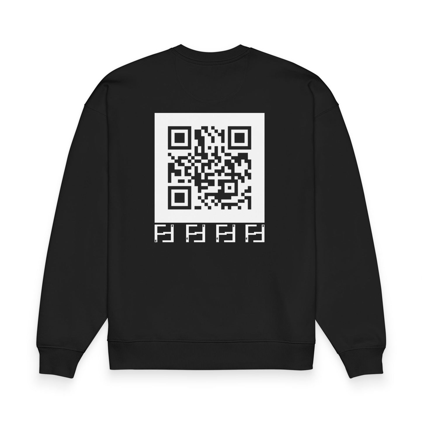 Fefe Flatline Designer Sweatshirt — Minimal Heartbeat Frame with QR Code Back (Raddler 2.0)