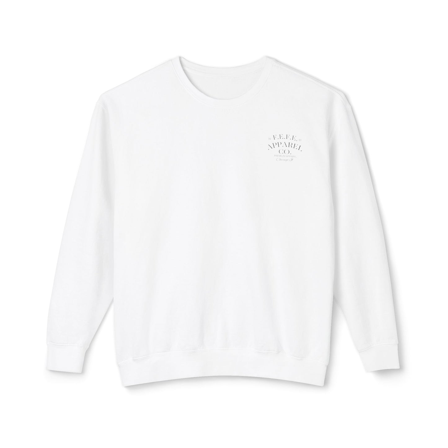Fefe Graphic Crewneck Designer Sweatshirt — Minimal Black FeFe Logo Backprint