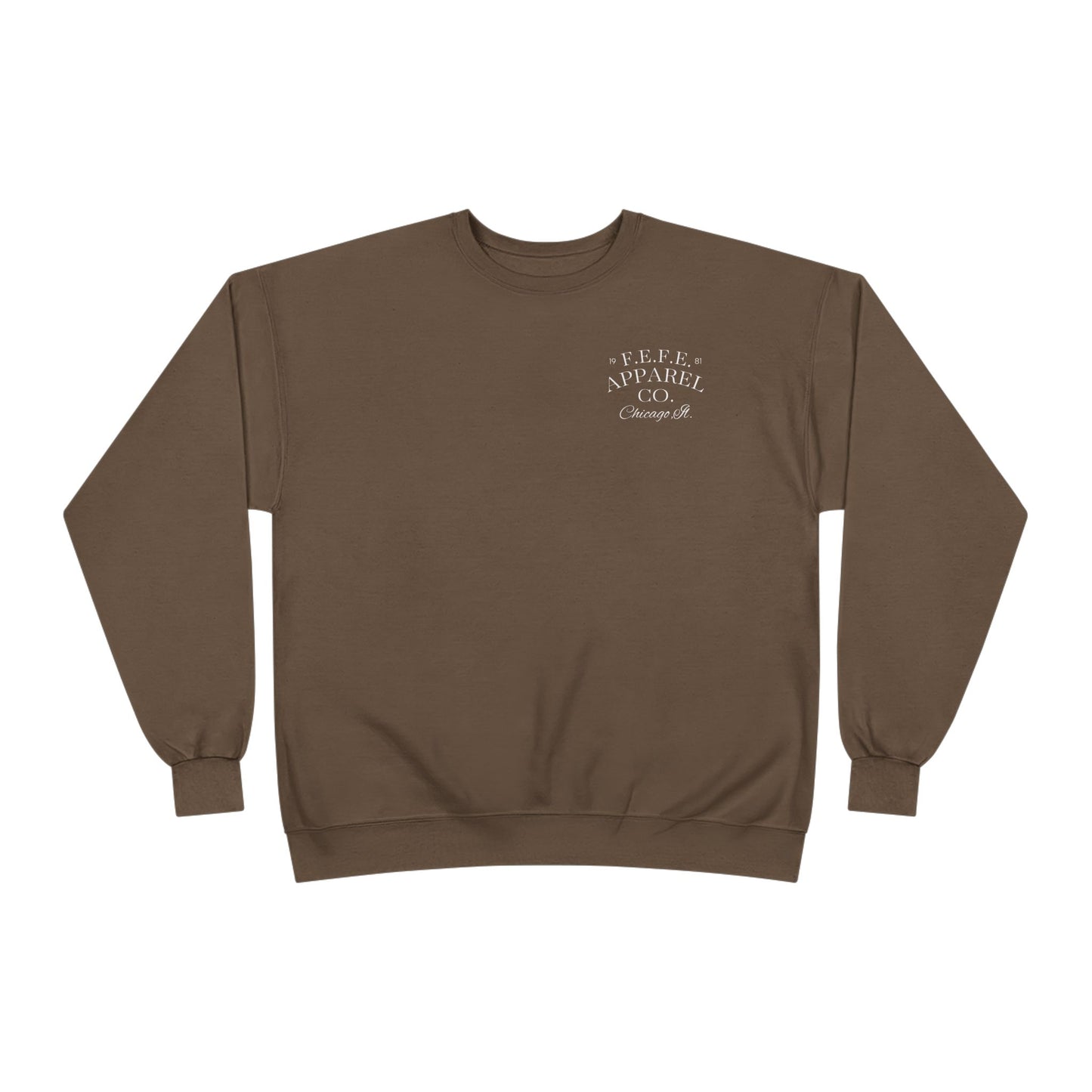 Fefe Crewneck Designer Sweatshirt - Minimalist Retro Fefe Block Logo (Front Chest & Back Graphic)
