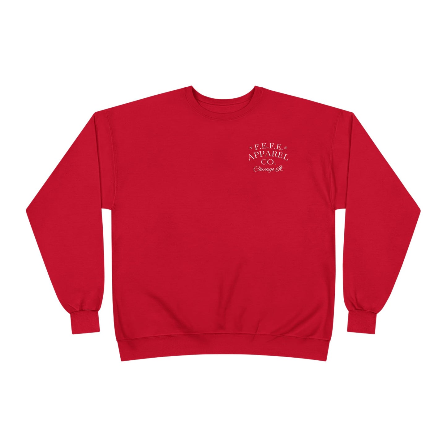 Fefe Crewneck Designer Sweatshirt - Minimalist Retro Fefe Block Logo (Front Chest & Back Graphic)