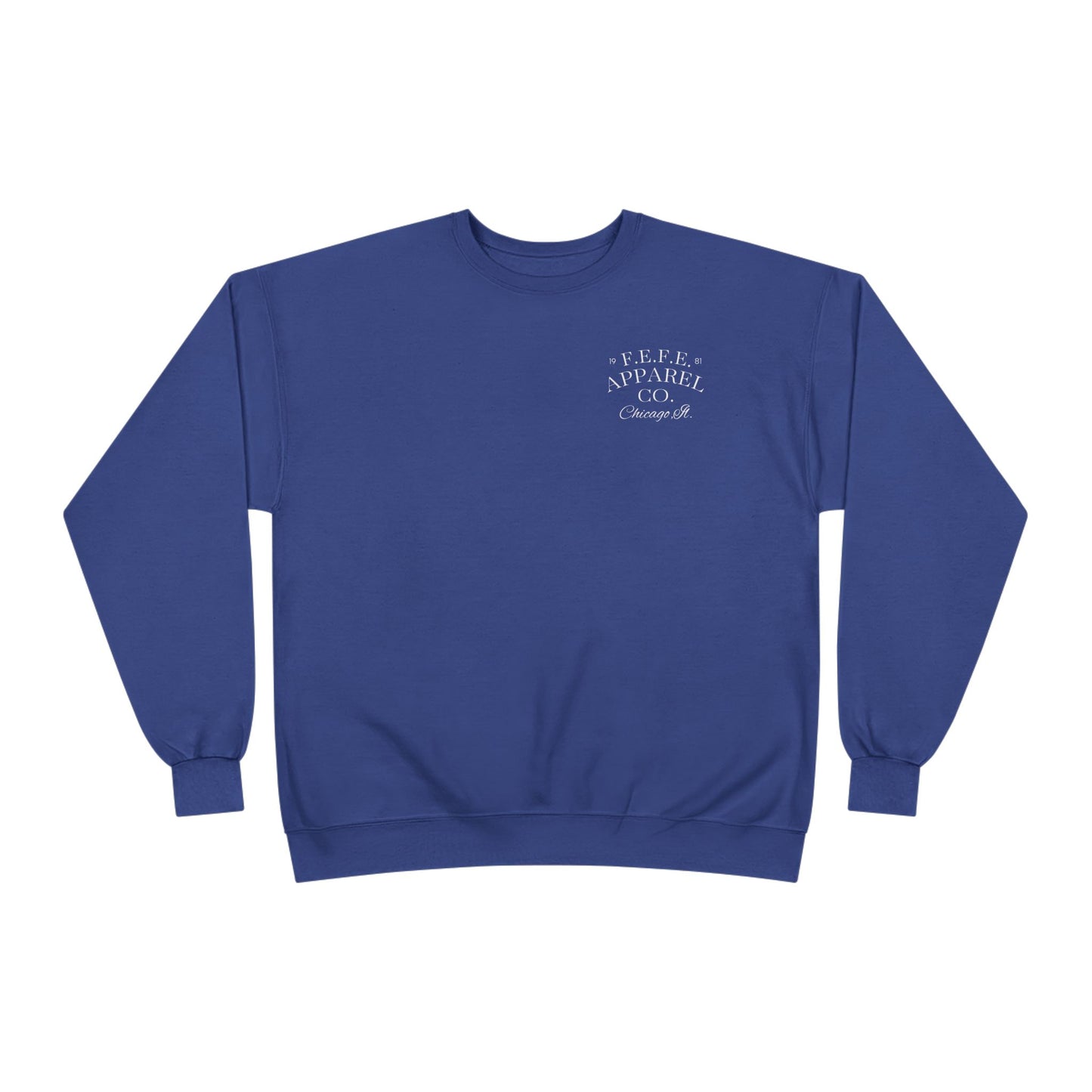 Fefe Crewneck Designer Sweatshirt - Minimalist Retro Fefe Block Logo (Front Chest & Back Graphic)