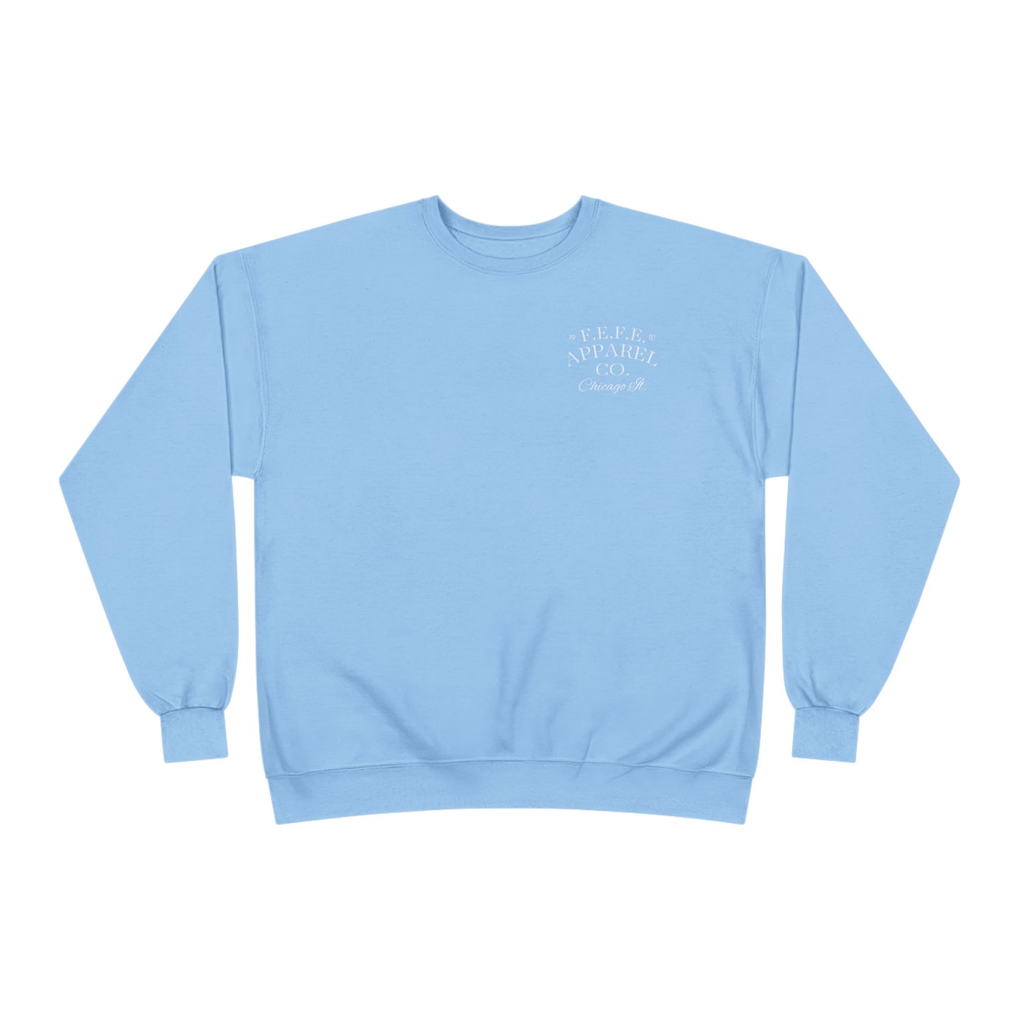 Fefe Crewneck Designer Sweatshirt - Minimalist Retro Fefe Block Logo (Front Chest & Back Graphic)