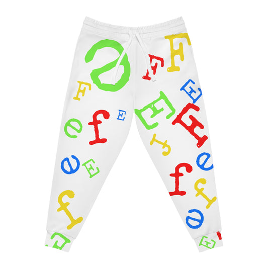 Fefe Rainbow Alphabet Pattern Joggers — Fefe Rainbow Letter Print Athletic Designer Sweatpants