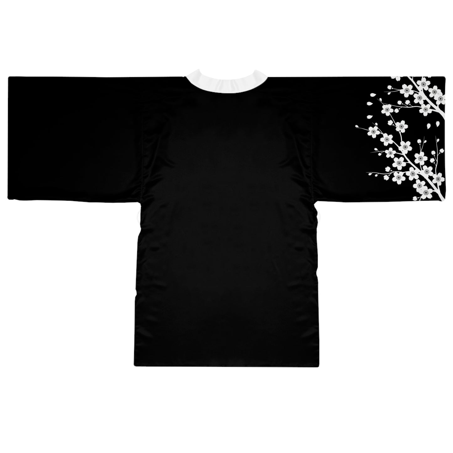 Fefe Black Cherry Blossom Designer Kimono Robe — Long Sleeve Japanese-Style Designer Lounge Jacket