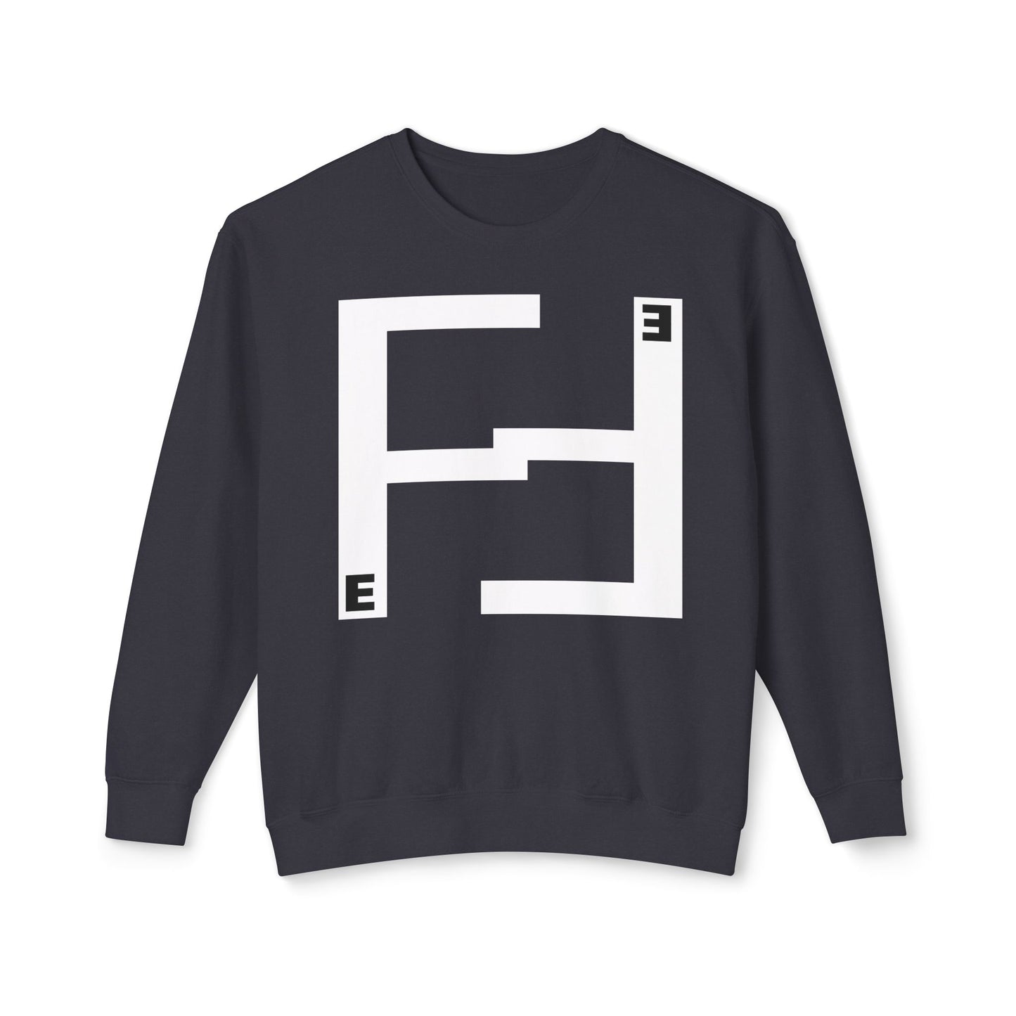 Fefe Designer Minimalist Maze Crewneck Sweatshirt — Geometric Fefe Logo Designer Pullover