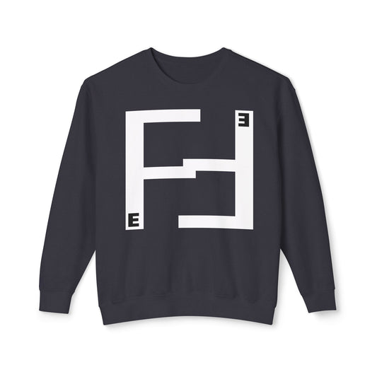 Fefe Designer Minimalist Maze Crewneck Sweatshirt — Geometric Fefe Logo Designer Pullover