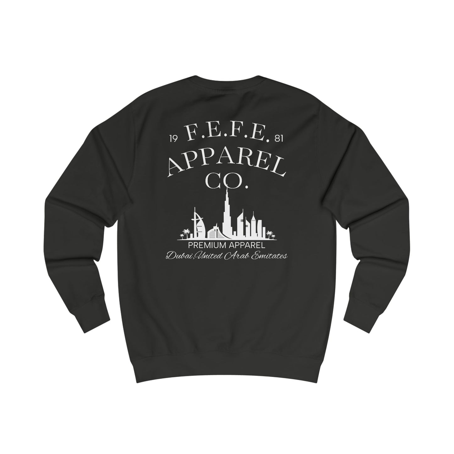 Fefe Dubai Minimal White Designer Sweatshirt — Fefe Subtle Pocket Logo Designer Crewneck