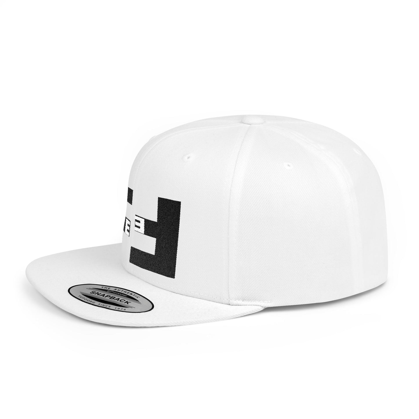 Fefe Flat Bill Snapback Hat — Fefe Black Geometric Logo Cap