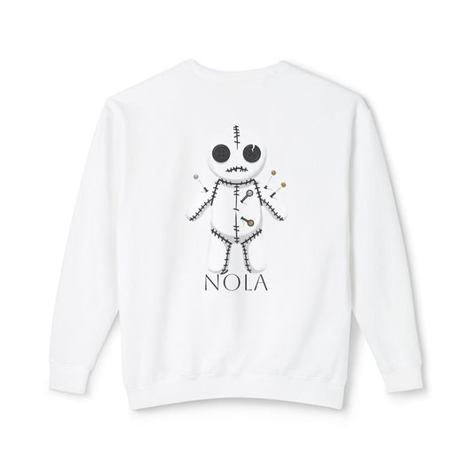 Fefe Voodoo Doll Graphic Designer Sweatshirt — 'NOLA' Gothic New Orleans Designer Crewneck