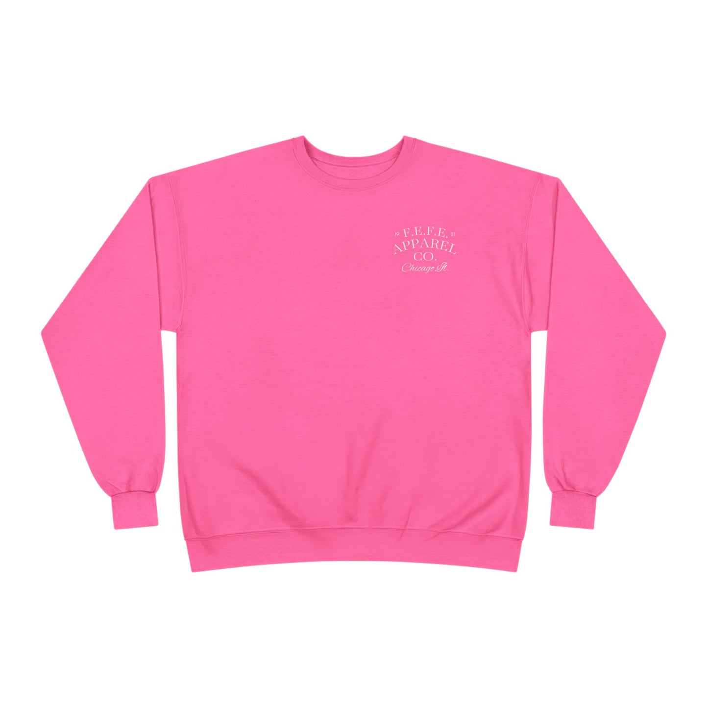 Fefe Crewneck Designer Sweatshirt - Minimalist Retro Fefe Block Logo (Front Chest & Back Graphic)