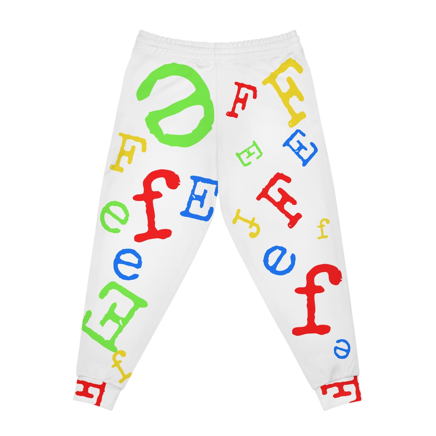 Fefe Rainbow Alphabet Pattern Joggers — Fefe Rainbow Letter Print Athletic Designer Sweatpants