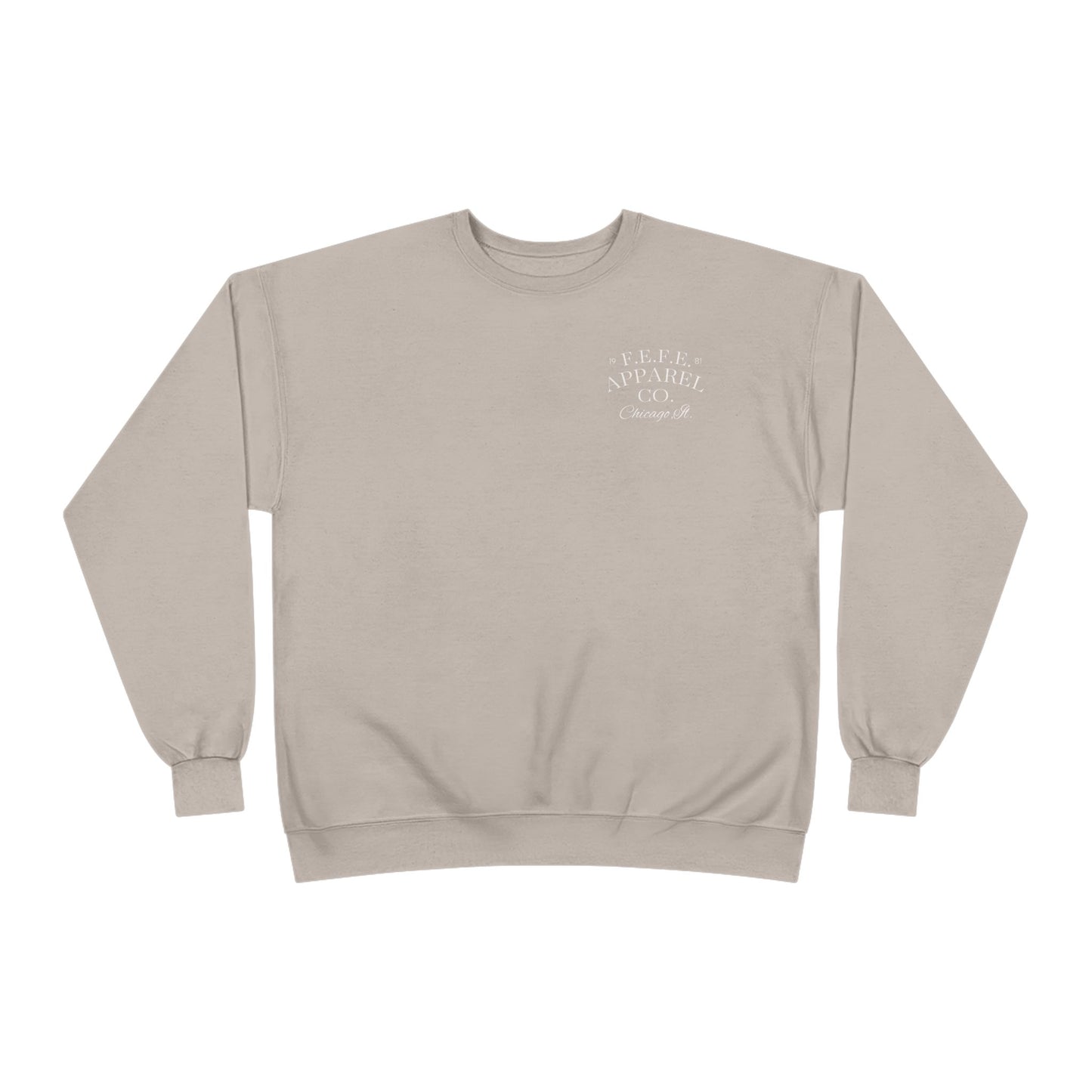 Fefe Crewneck Designer Sweatshirt - Minimalist Retro Fefe Block Logo (Front Chest & Back Graphic)